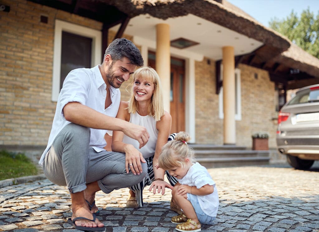 Personal Insurance - Cheerful Parents With Child Outdoors